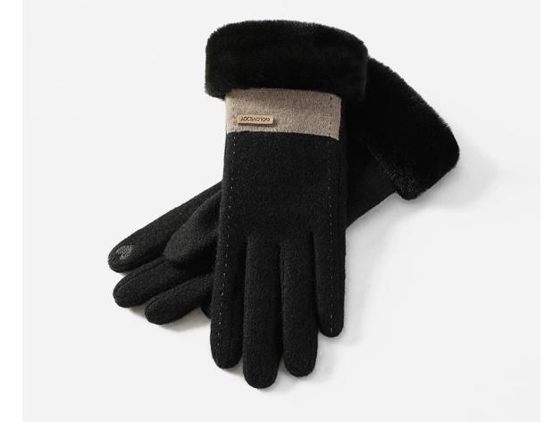 25 Wool Cashmere Gloves Women's Winter Velvet Thickened Cold-proof Warm Waterproof Windproof Touchscreen Riding Driving