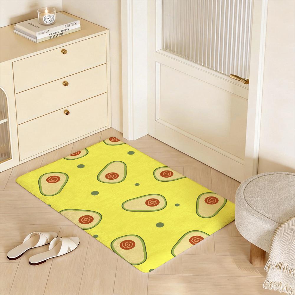 Food A Avocado Floor Mat Eco Flannel Doormat Non Slip Odorless Indoor Floor Rug Soft Short Plush Home Mat