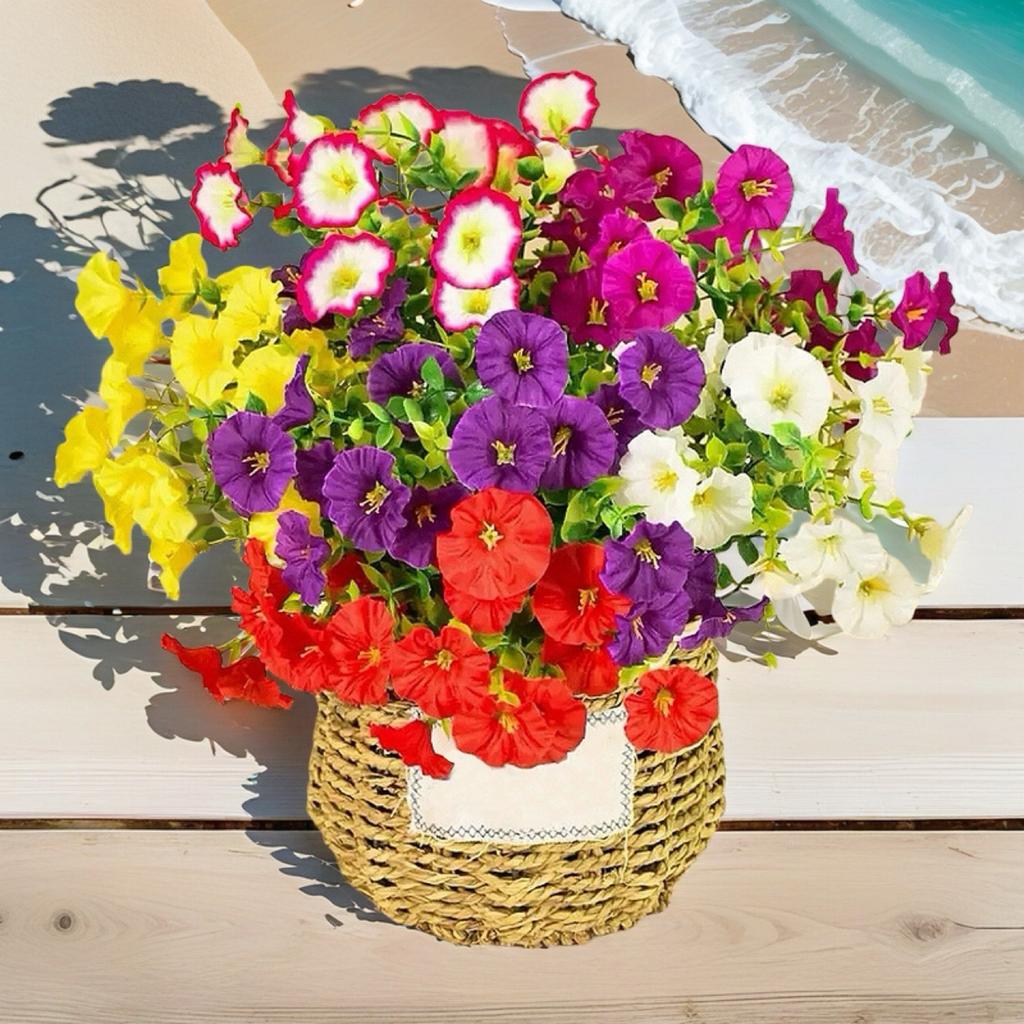 Искусственные подвесные цветы Большой цветок ипомеи Устойчивые к УФ-лучам Наружные подвесные растения Балкон Двор Садовый декор Свадьба