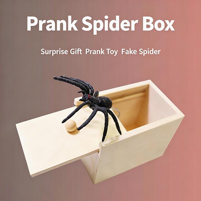 Trick Spider Смешная пугающая коробка Деревянная скрытая коробка Качественная шутка Деревянная пугающая коробка Веселая игра розыгрыш Трюк друг Офисные игрушки