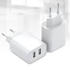USB Mains Charger - Universal - 2 Ports - LED - Fast Charger - White
