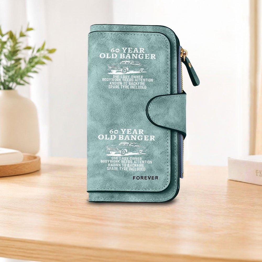 60S vintage car long zipper wallet, large-capacity card holder, unisex clutch bag, stylish zippered coin purse, suitable for daily use, a great gift