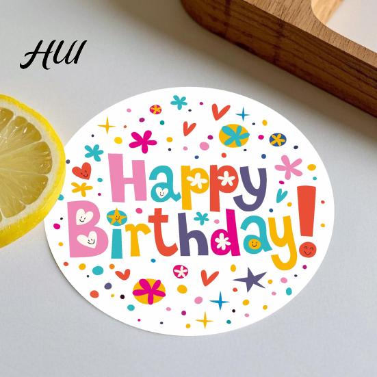 Kids Birthday Sticker Decorations 6Pcs Happy Thank You Set Cute Party Decals for Kindergarten Diary Stickers Gift Wrapping Cards Crafts Colorful