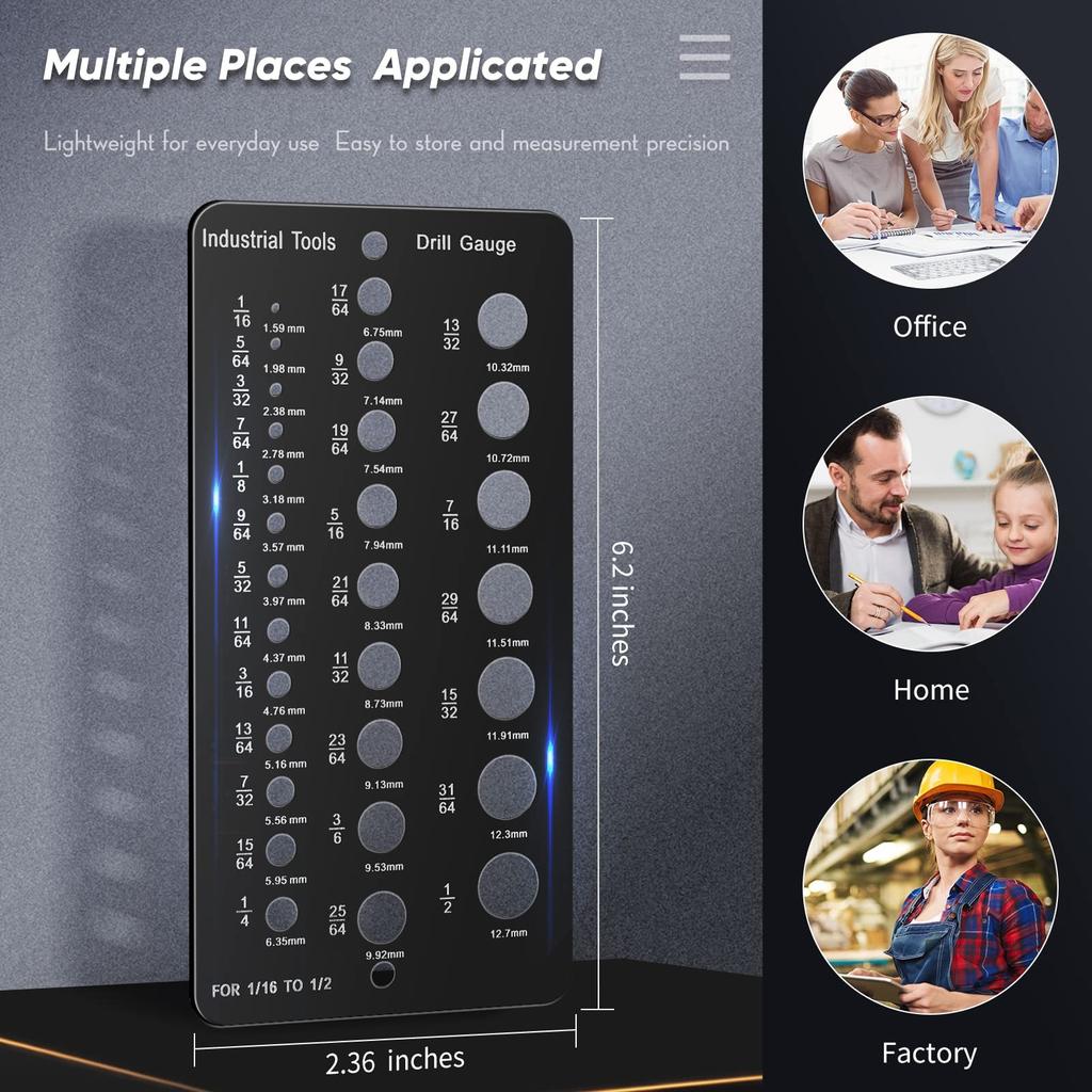1/16 To 1/2 Inch 29 Hole Steel Drill Bit Gauge