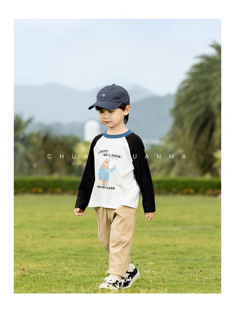 Детские футболки с мультяшным рисунком «Навсикая» весна 2025 — для мальчиков и девочек, контрастные цвета, универсальные, милый корейский стиль.