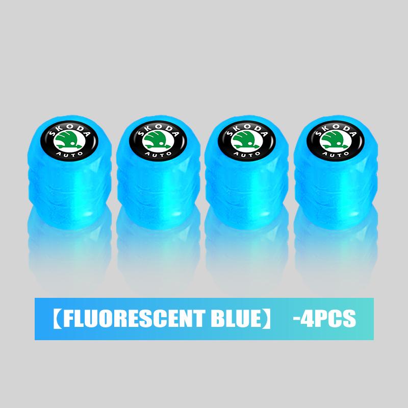 uwhxm4 Car Tire Valve Cap Luminous Valve Core Cover For Skoda Kamiq MK3 Roomster Rapid Kodiaq Karoq Fabia Enyaq