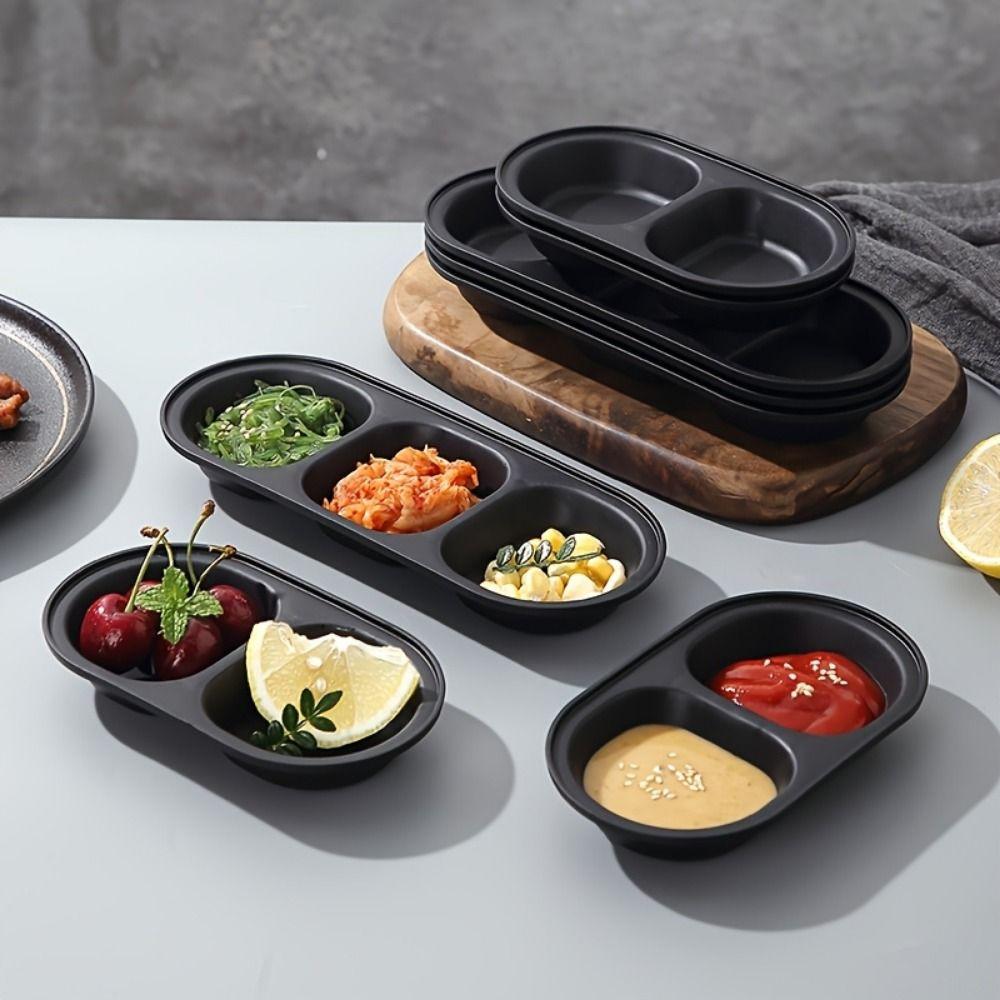 6Pcs Durable Dipping Sauce Dishes Portable Seasoning Plates Hot Pot Dipping Bowl BBQ Grilling