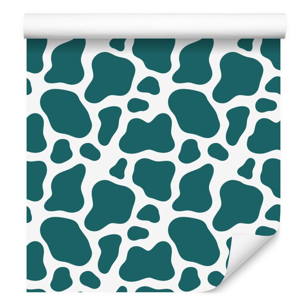 Cow Patches Wallpaper Turquoise, Turquoise Center for Living Room and Bedroom 50x1000