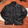 American Retro Washed Distressed Men's Cowhide Leather Jacket