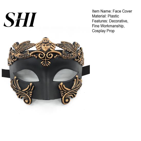 Half Face Cover Masquerade Retro Gorgeous Distressed Non-deformation Anti-fade Cosplay Props Plastic Costume Party Venice Ancient Greece Men