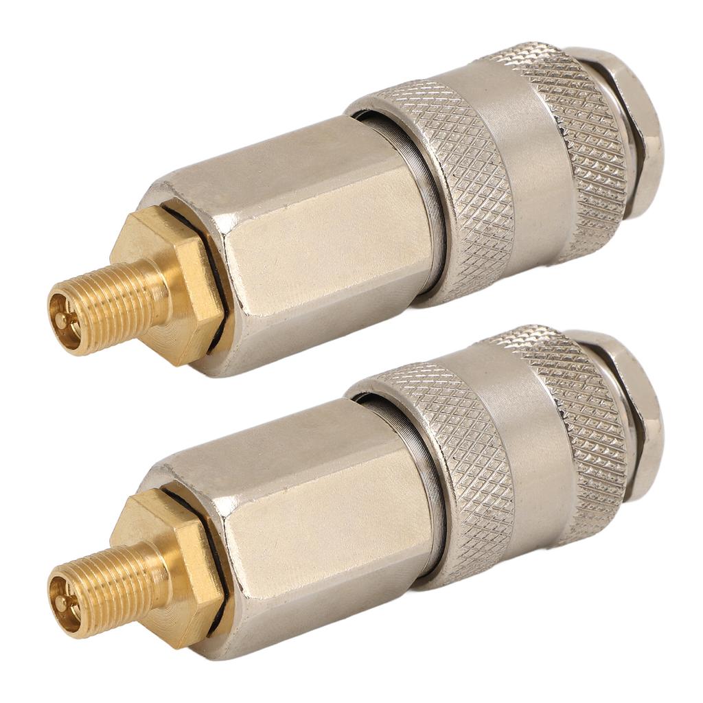 2 Pack Portable Air Compressor Adapters Heavy Duty Steel Male Thread To US Valve 3 In 1 Quick Connector Coupler for