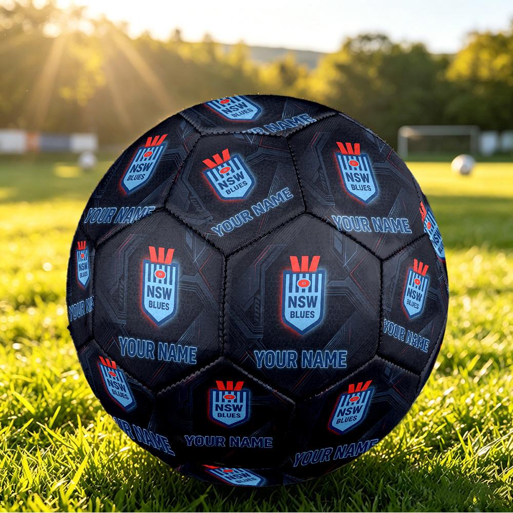 NSW Blues logo Size 5 Football, Custom Name Text Personalized Soccer Ball Sport Training Gift