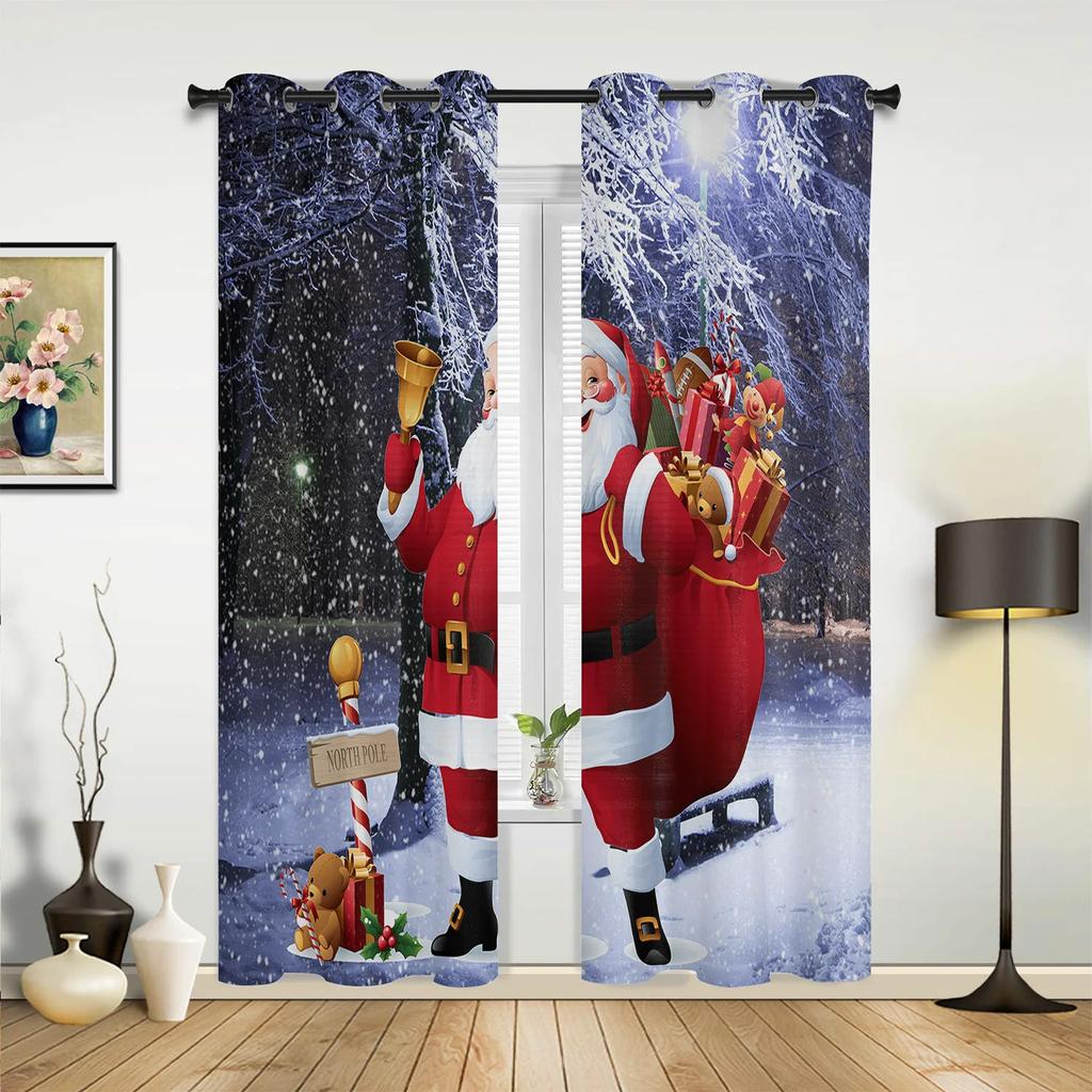 Рождественская елка Подарочные колокольчики Деревня Снег Оконные шторы Декор для дома Спальня Кухня Гостиная Рождественские украшения Рождественские подарки