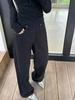 Lu Sheng Унисекс Ретро Стирка Черные Джинсы Bootcut - Свободный Крой, Широкие Штанины, Повседневные Брюки