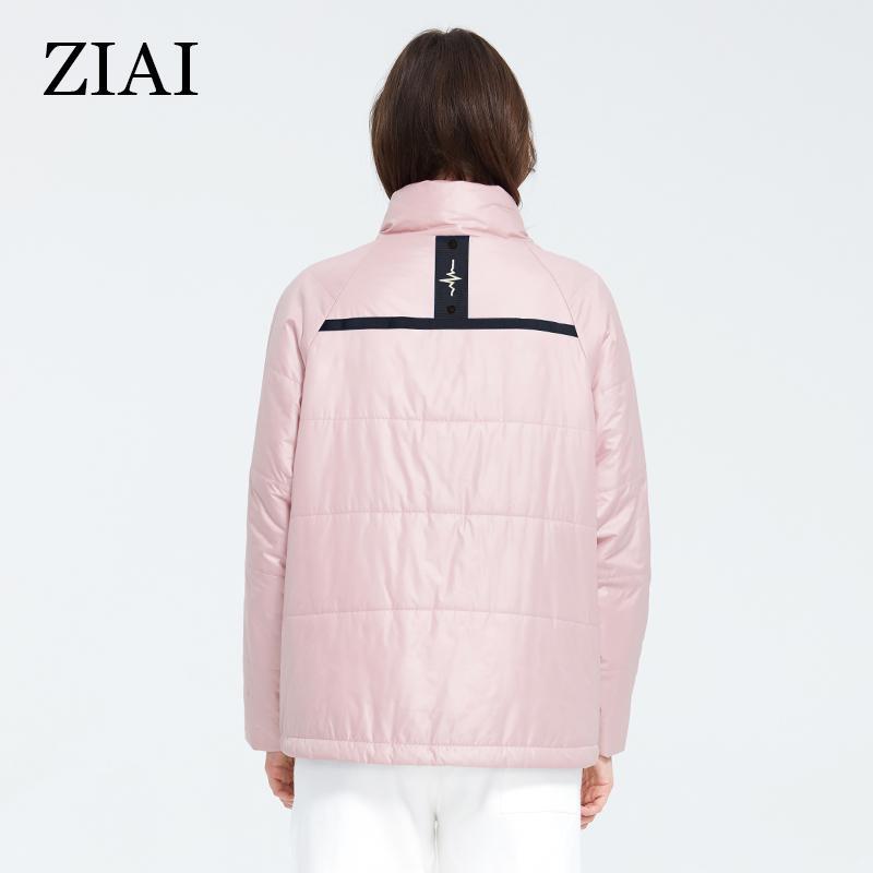 ziai Весенняя женская куртка, короткое теплое тонкое хлопковое пальто ярких цветов с воротником-стойкой, модная верхняя одежда