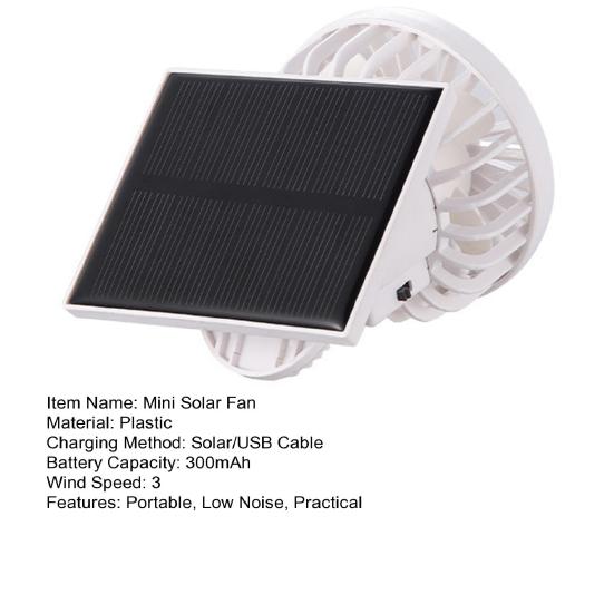 Mini Cooling Fan Adjustable Angle Strong Airflow Low Noise Rechargeable Solar Powered Fan Clip-on Hat Fan