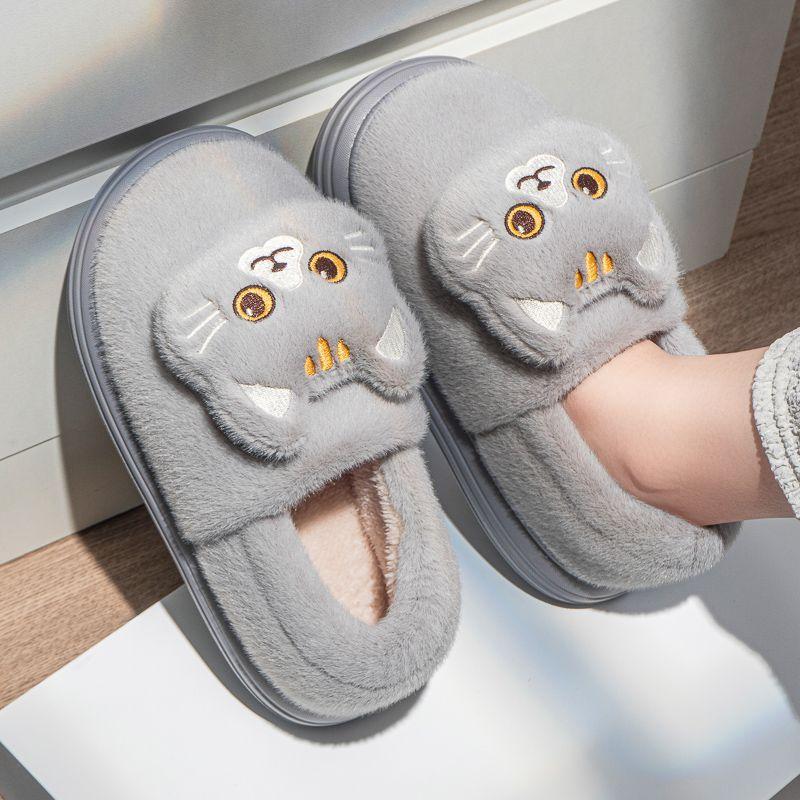 2024 зимние пушистые кошачьи тапочки для мужчин удобная домашняя обувь мужские белые кошачьи меховые мюли пушистые домашние кошачьи тапочки унисекс для спальни