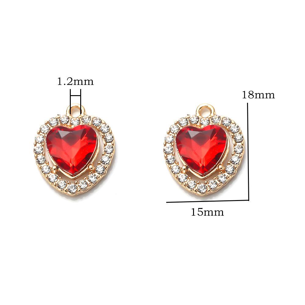 Сплав, инкрустированный бриллиантами, с подвеской в виде висячего сердца, красочные прозрачные аксессуары для ожерелья и браслета, кулон в виде персикового сердца, символ любви.