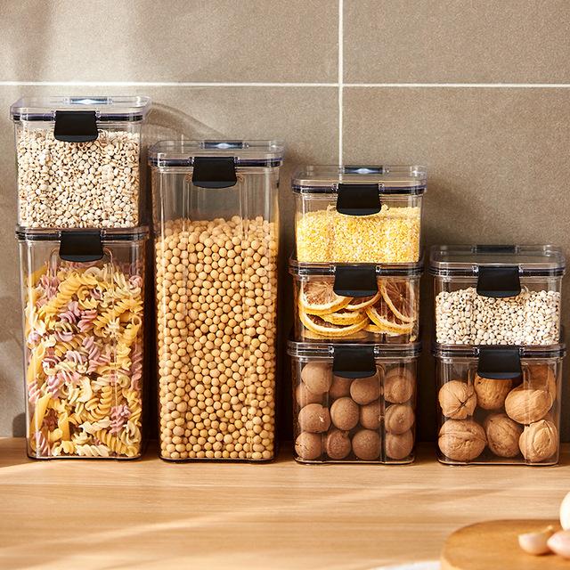Sealed Plastic Food Storage Box Cereal Candy Dried Jars With Lid Fridge StorageTank Containers Household Items Kitchen Organizer