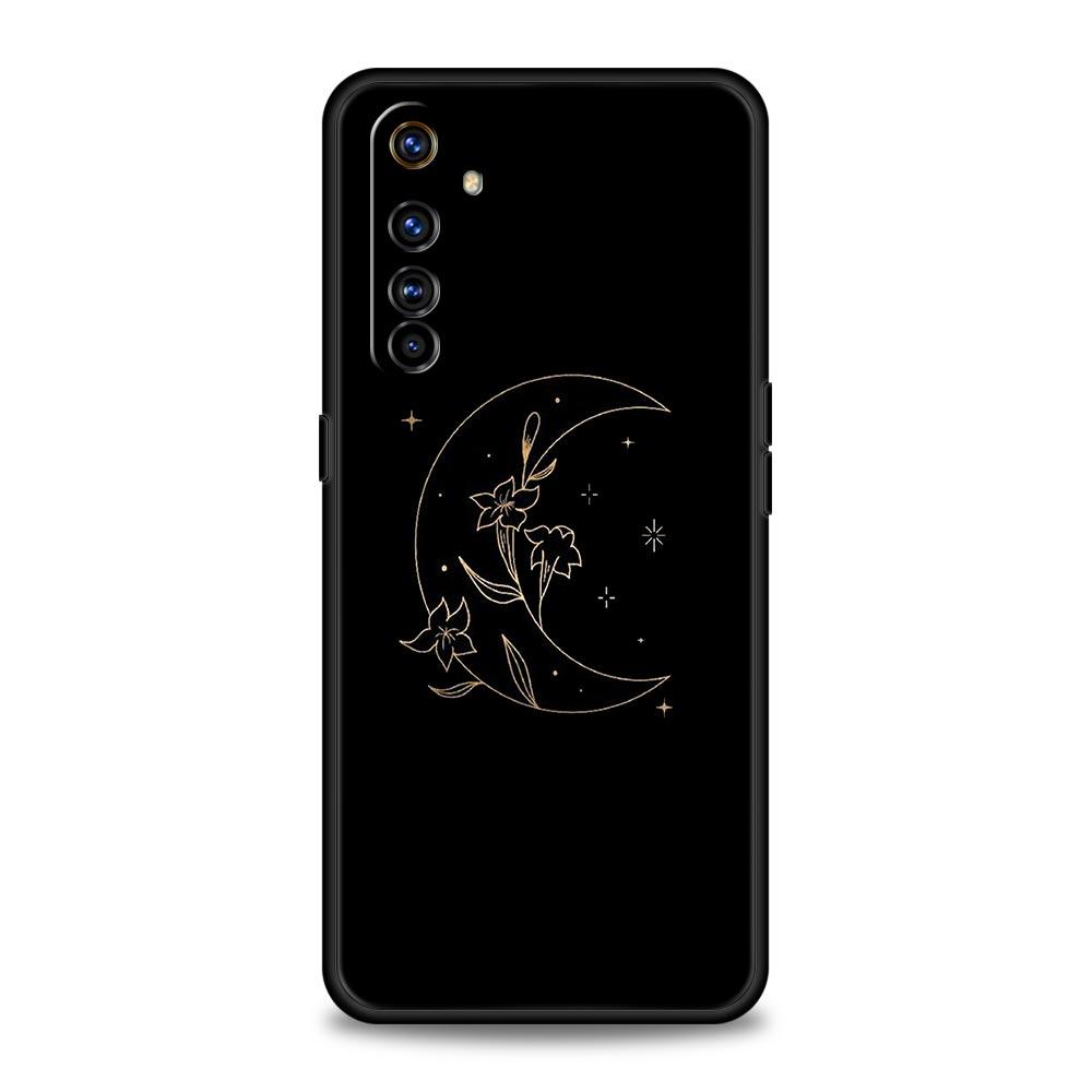 Чехол для Realme 12 11 10 9 8 5G 7 6 GT5 GT3 GT2 Pro Plus C21 C11 C25 C35 GT Neo 2 3 3T 5 Чехол черный и белый Любовь Солнце Луна