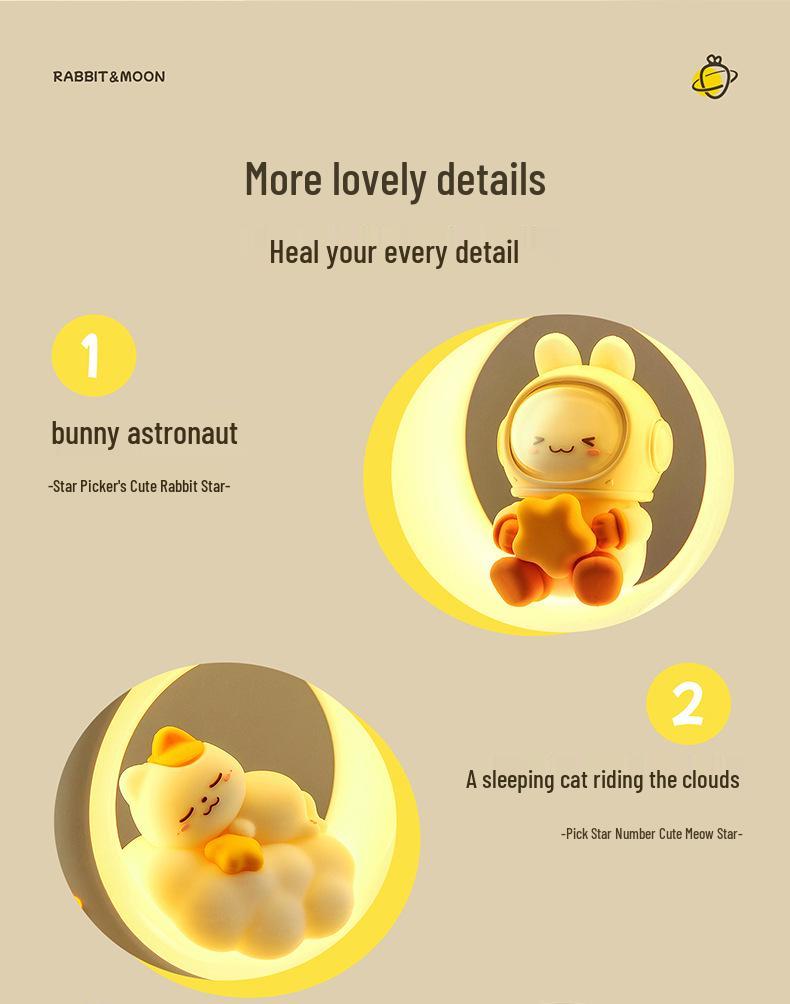 Creative Cute Starry Night Rabbit Light - Perfect Gift for Girls' Birthdays & Room Decor
