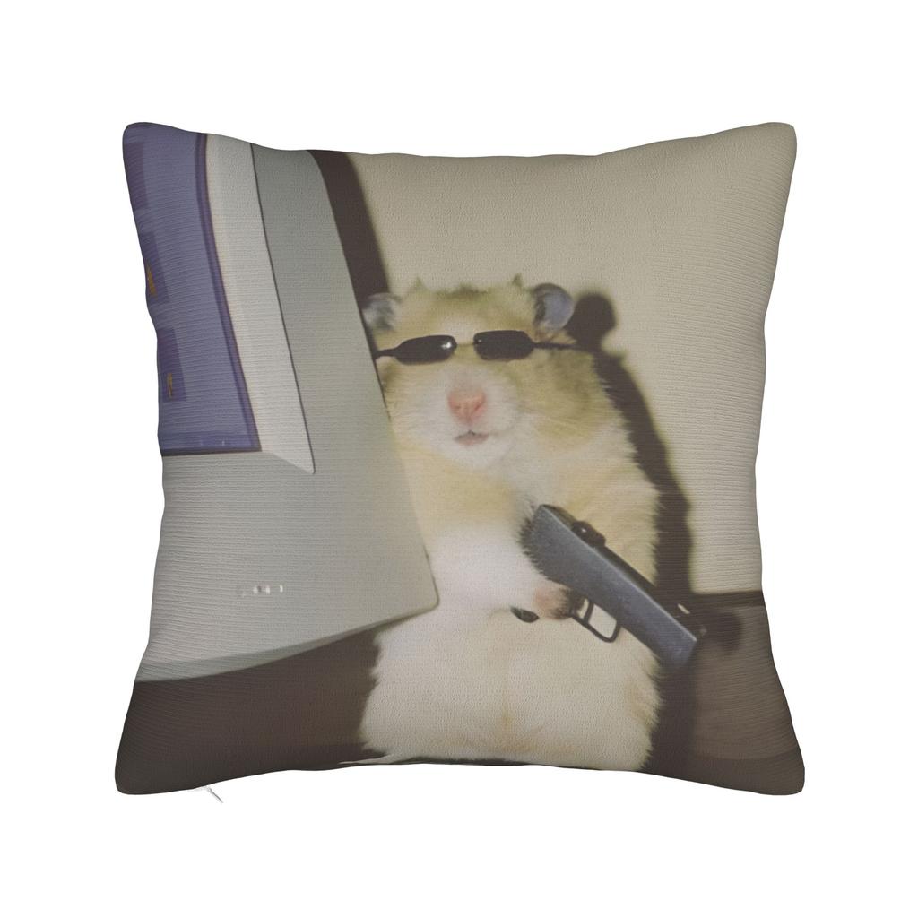 Funny Explosion Hamster Square Pillow Cases Cushion Cover Creative Polyester Decorative Pillowcover for Seat xcm