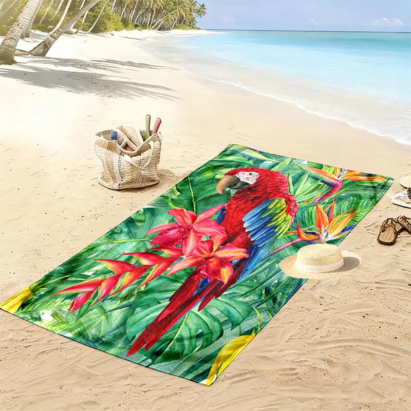Tropical Parrot Print Beach Towel, Large Soft Quick Dry Towel for Beach Camping Swimming