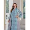 Indonesian Arab Cross-Border Embroidery Hot Drilling Robe Middle East Clothing Print Dress Dubai Women Clothes Dress