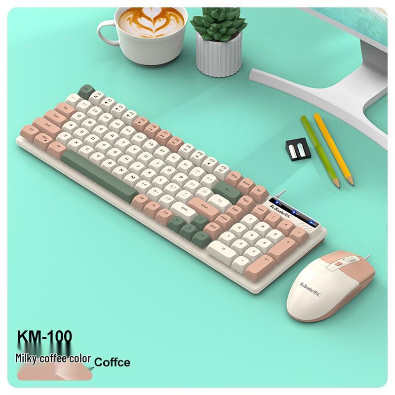 Комплект проводной клавиатуры и мыши Viper KM100 — механическое ощущение, USB-подбор цвета для использования в офисе, на компьютере, ноутбуке