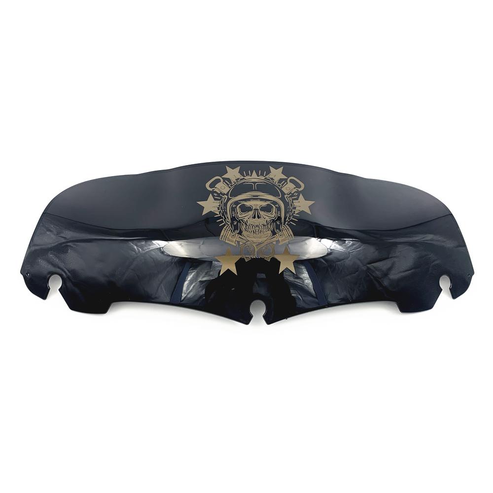 For Harley Touring Street Electra Glide Ultra FLHX 2014-2022 Motorcycle Black Skull 7" 9" Windshield Upper Fairing Wind Deflecto