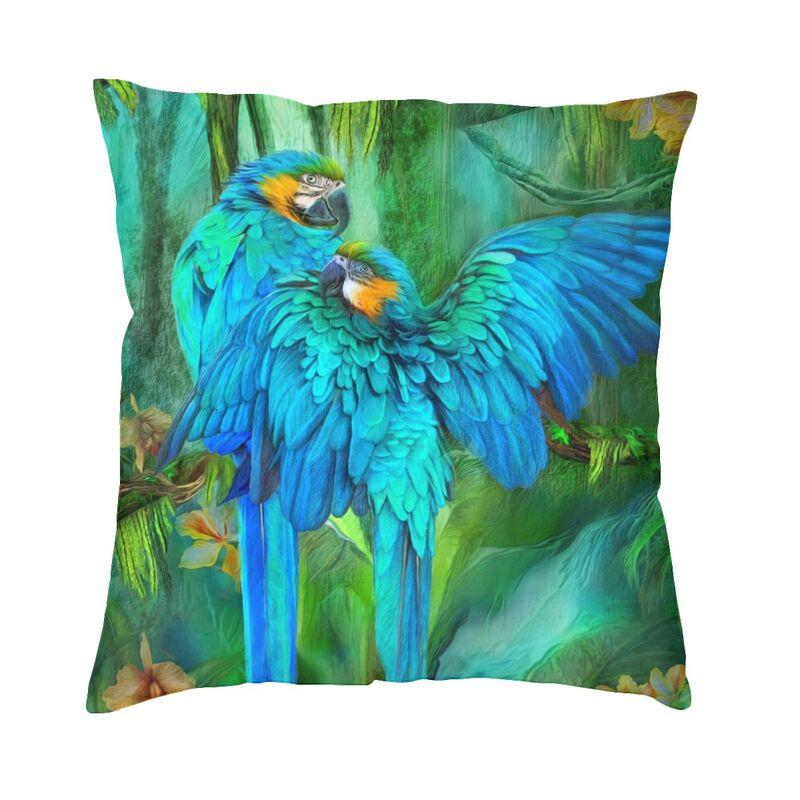 Cute Tropical Parrots Birds Cushion Covers 45X45 Soft Psittacine Throw Pillow Case For Sofa Square Pillowcase Home Decorative