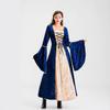 Vintage Court Horn Sleeve Long Dress Medieval Waist Princess Queen Dress