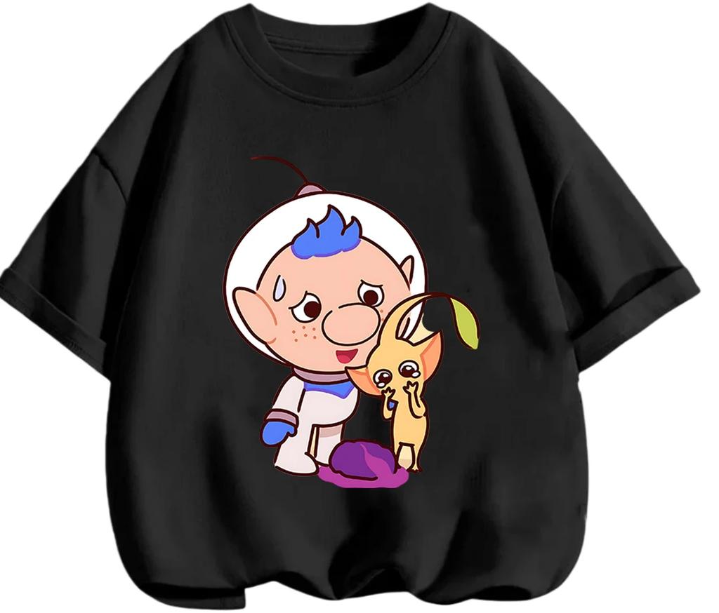 2026 New Arrival Kids T Shirt PIKMIN Lovely Round Neck Design Casual Leisure Clothes For Boys And Girls