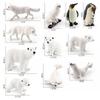 Детальная коллекция моделей полярных животных с пингвином, белым медведем, песцом, тюленем, волком и совой для детей
