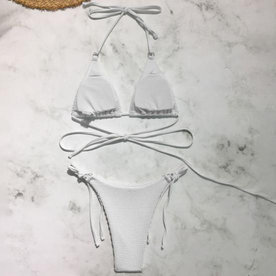 2 шт./компл. женский комплект бикини, однотонный, с бретелькой на шее, с несколькими бретелями, трехточечный