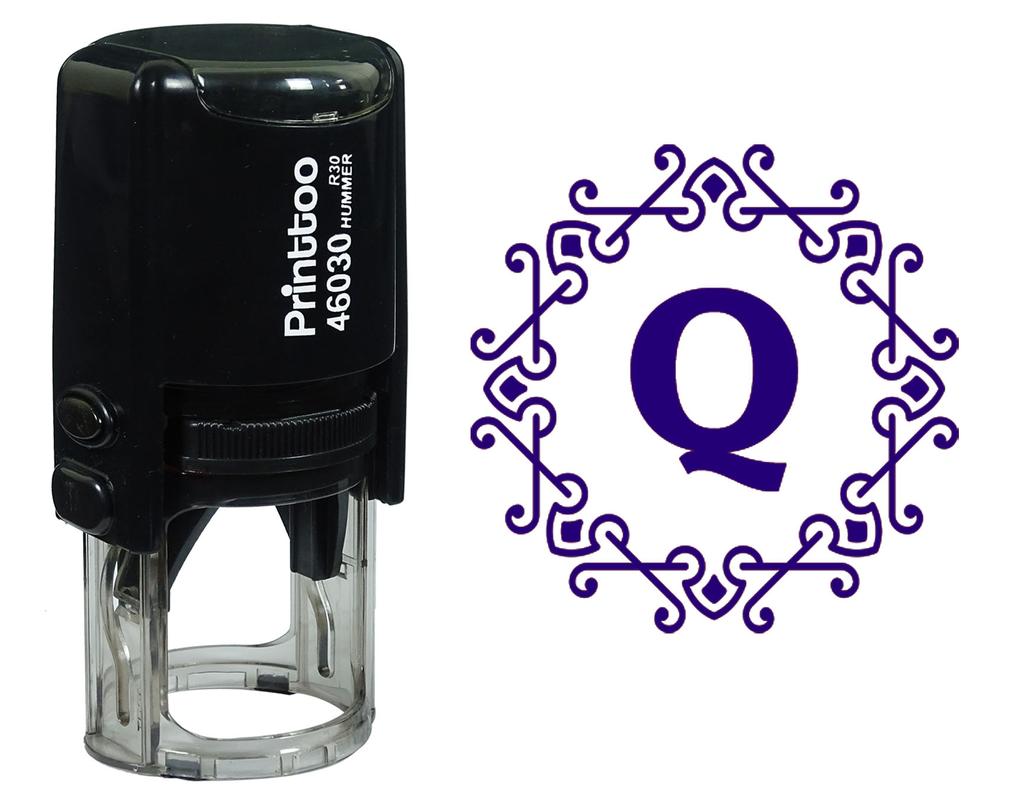 Printtoo Alphabet Q Monogram Octagon Celtic Swirl Frame Self Inking Rubber Stamp Office