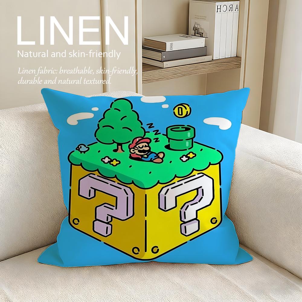 Cartoon Super Plumber Cushion Cover Pillowcase Set Pcs x x Breathable Washable Sofa Cushion Cover
