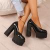 Отпразднуйте 2025 Новая Весна Осень Супер Высокий Каблук Женская Обувь Сексуальные Лакированные Туфли-Лодочки с Круглым Носком Платформа Толстый Каблук