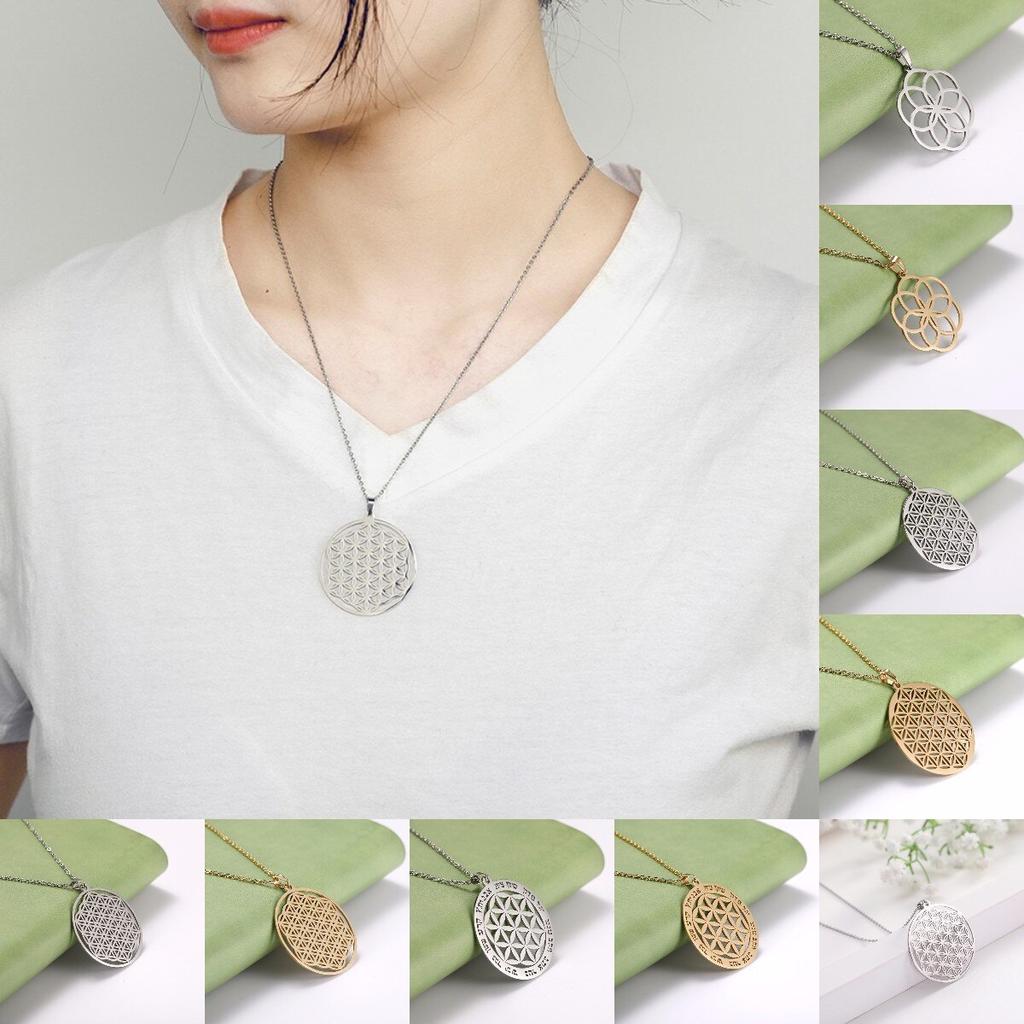 Цветок жизни мандала ожерелье кулон позолоченная цепочка из нержавеющей стали ювелирные изделия геометрические аксессуары амулет подарок для женщин мужчин