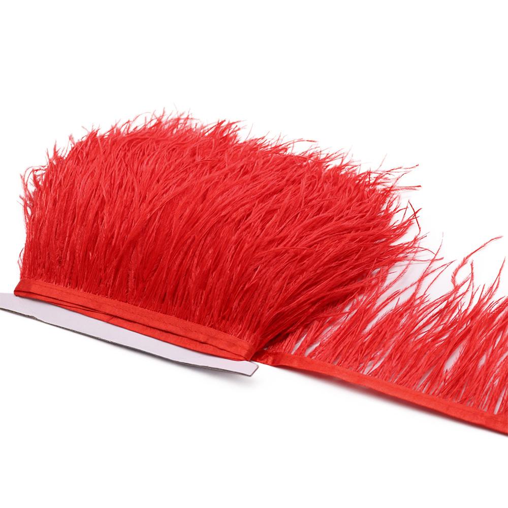 Перо 1 метр Красная отделка из страусиных перьев на тесьме Ленточная бахрома 8-10 см Ткань Юбка Швейные принадлежности Украшение для платья и одежды