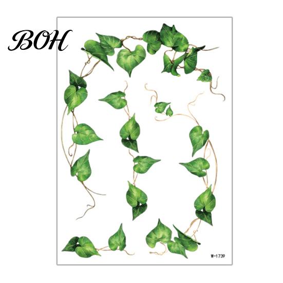 Temporary Tattoo Stickers Fake Vine Tattoos, Waterproof Leaf Stickers, Green Plant Tattoos Ivy Body Art for Women Girls, Boho Festival Decor Realistic