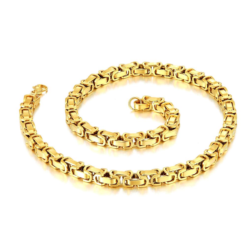 Imperial Hand Byzantine Male Man 18K Gold Plated Waterproof Stainless Steel Non Tarnish Jewelry Link Chain Bracelets Necklaces