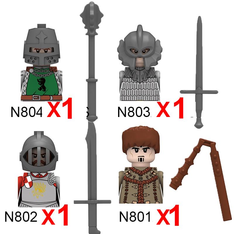 Военные Строительные Блоки Средневековый Солдат Рыцари Снаряжение Скакун Боевой Конь Флаг Волка Жилеты Щиты Огненный Дракон Мини Кирпич Игрушка