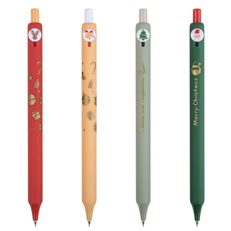4pcs Merry Christmas Gel Pen Set Coco Bell Celebration Party Gift 0.5mm Ballpoint Black Color Ink Office School