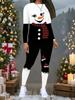 Женский рождественский костюм-двойка с принтом: Топ с длинным рукавом и круглым вырезом и брюки, праздничный лимитированный повседневный костюм для вечеринки в подарок