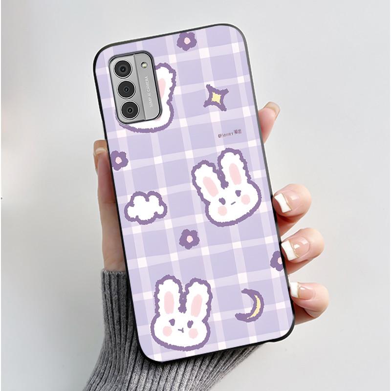 Чехол для Nokia G42 G310 5G Корпус Роскошный Милый Кролик Любовь Смешной Мультяшный Мягкий Силикон Черный ТПУ Защитный Чехол для Телефона Задняя Крышка
