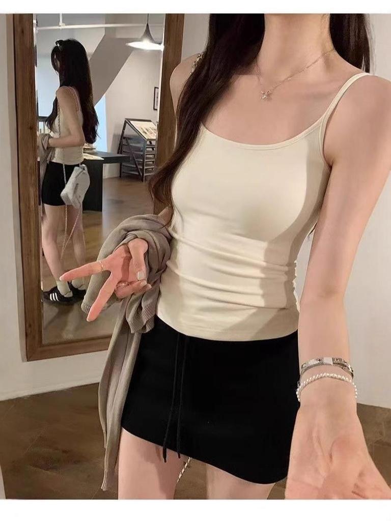 Шикарный бархатный зимний топ-майка с U-образным вырезом, на тонких бретелях и с подкладкой