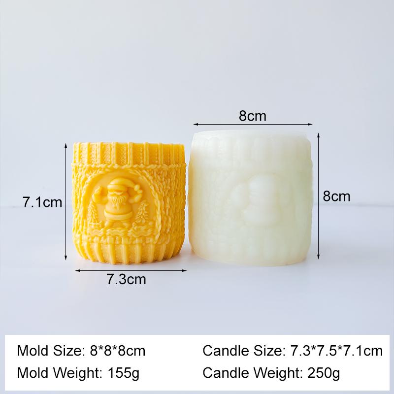 Christmas Series Santa Claus Reindeer Relief Silicone Mold Handmade Scented Candle Plaster Resin Mould Xmas Candle Making Molds