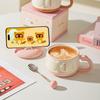Милая Девочка Мультяшная Пухленькая Керамическая Кружка с Крышкой Подставка для Мобильного Телефона Чашка Подарок на День Рождения Чашка для Воды Сувенир
