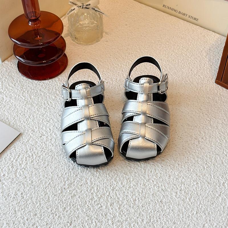 Children's Sandals Solid Color Braided Casual Shoes for Baby Girls Soft Sole Anti-Slip Girls Wrap Toes Shoes Sandals I05213